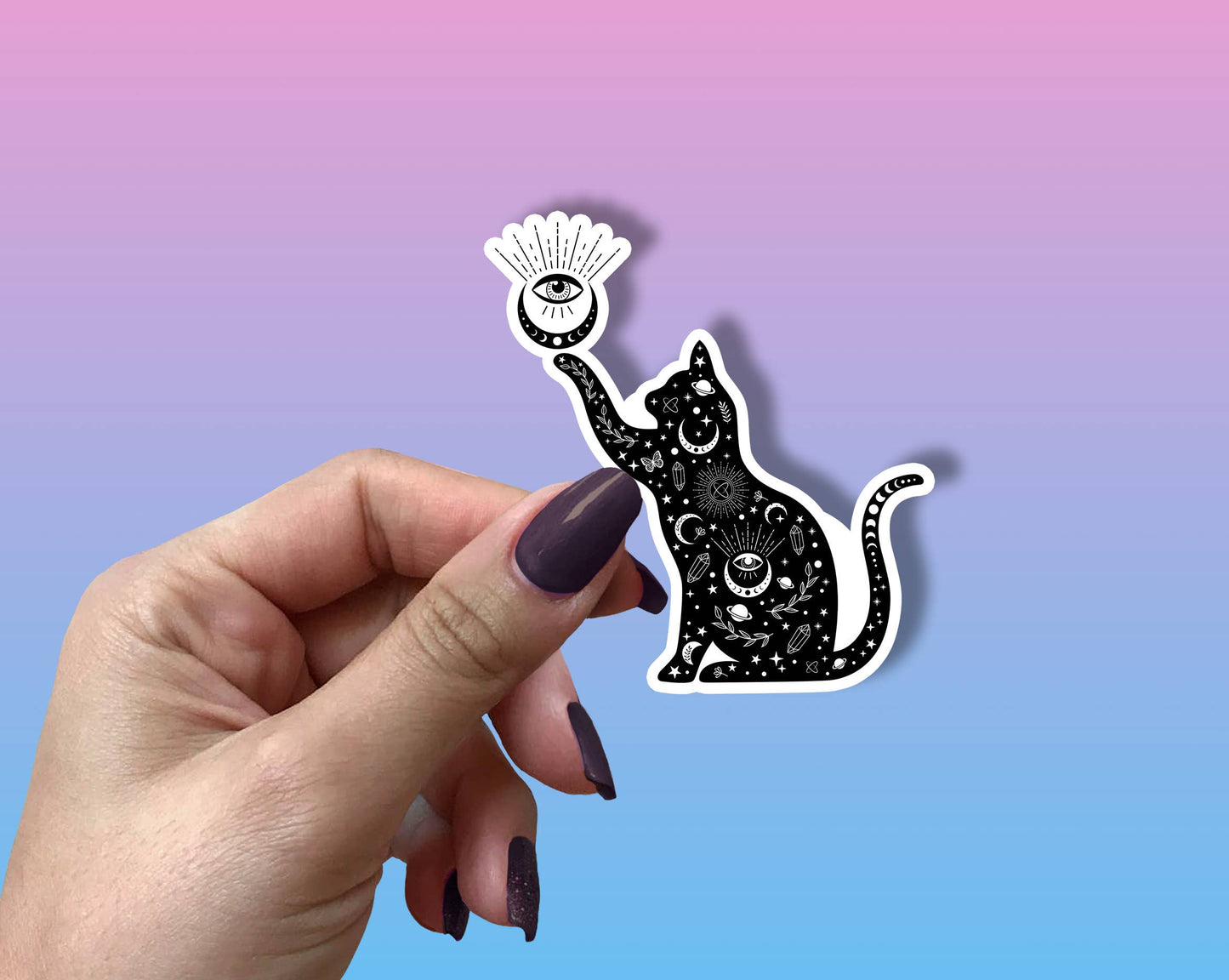 Cat Evil Eye Moon Sticker - Metaphysical Intention