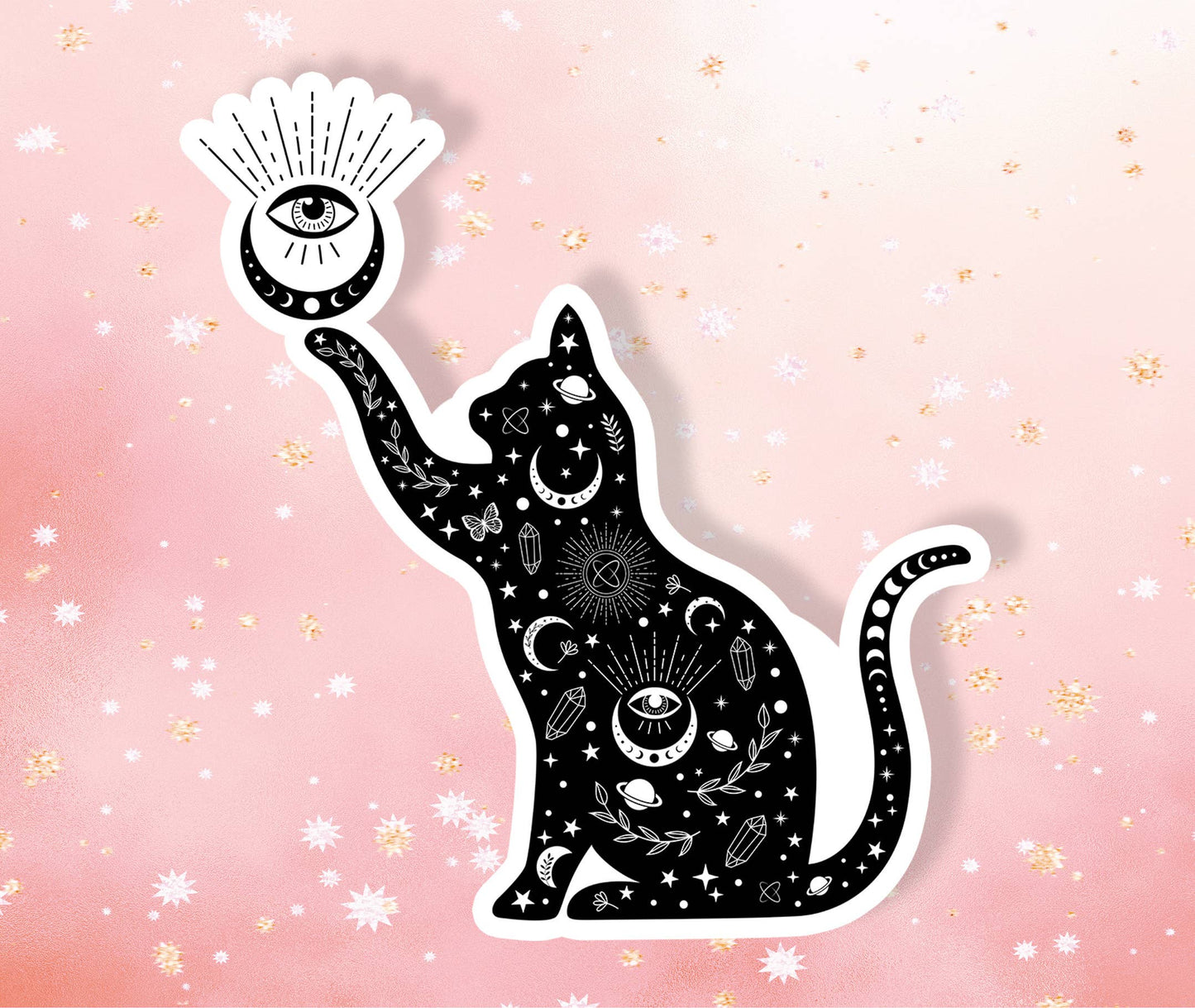 Cat Evil Eye Moon Sticker - Metaphysical Intention