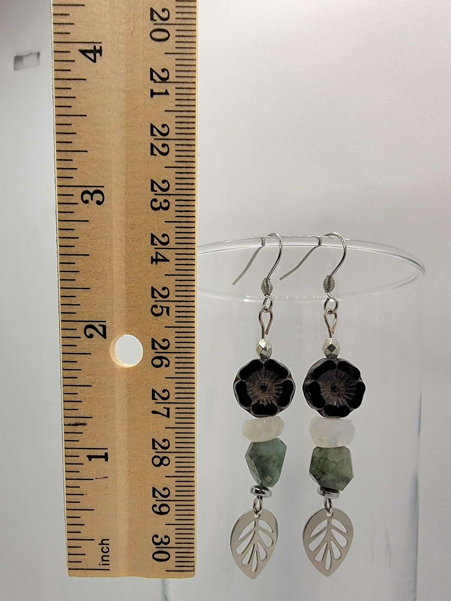 Emerald & Czech Flower Earrings