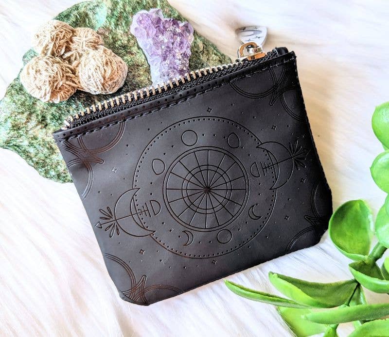 Moon Phase Wallet Coin Purse Bag Clutch Witchy Vegan Leather