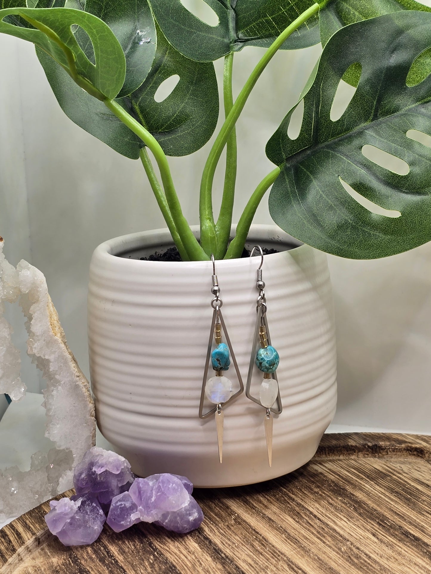 Turquoise & Moonstone Earrings