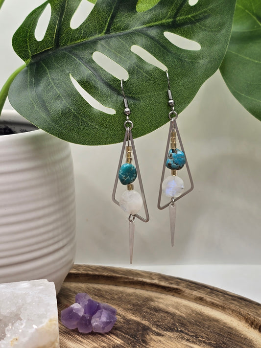 Turquoise & Moonstone Earrings