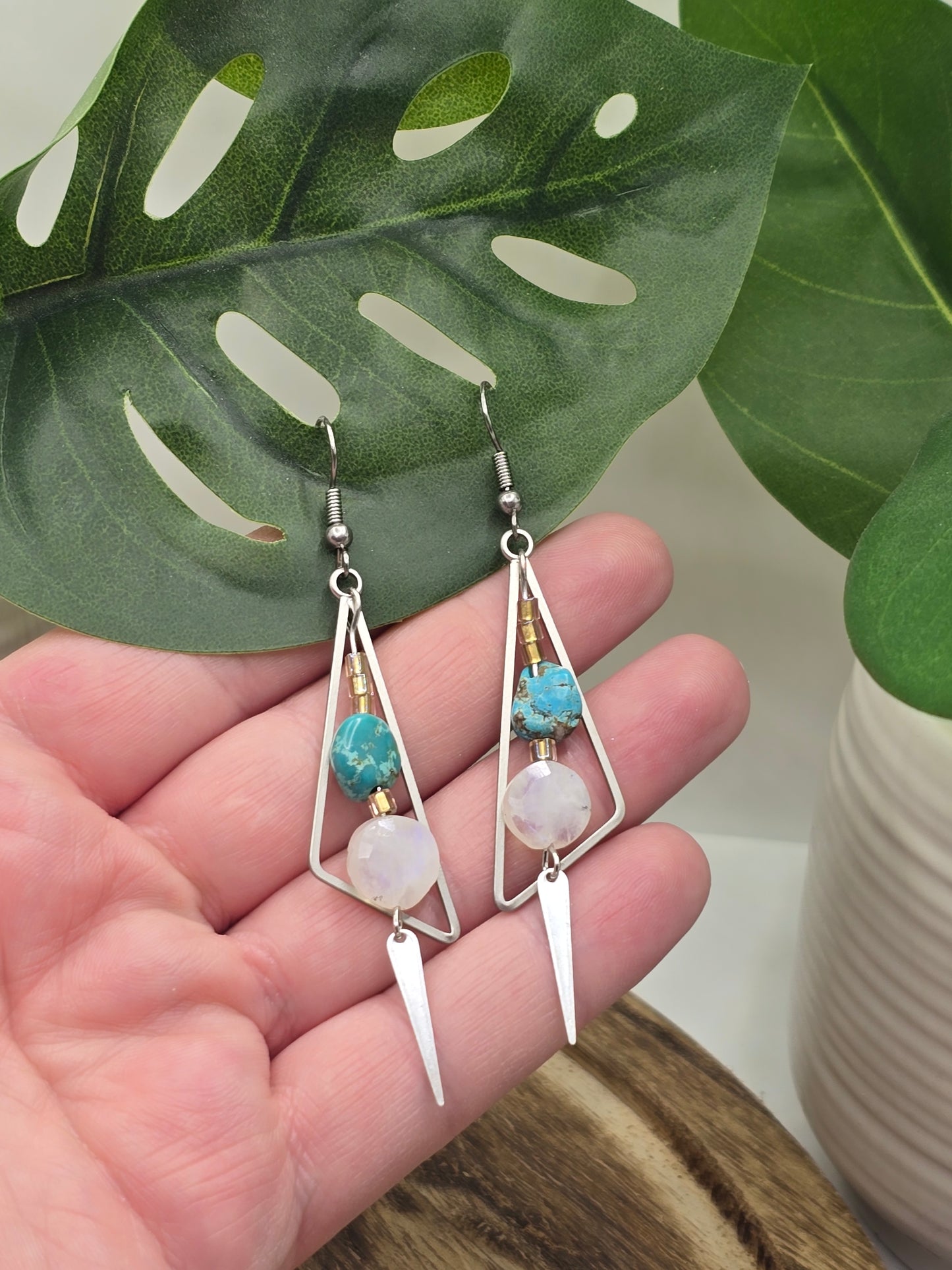 Turquoise & Moonstone Earrings