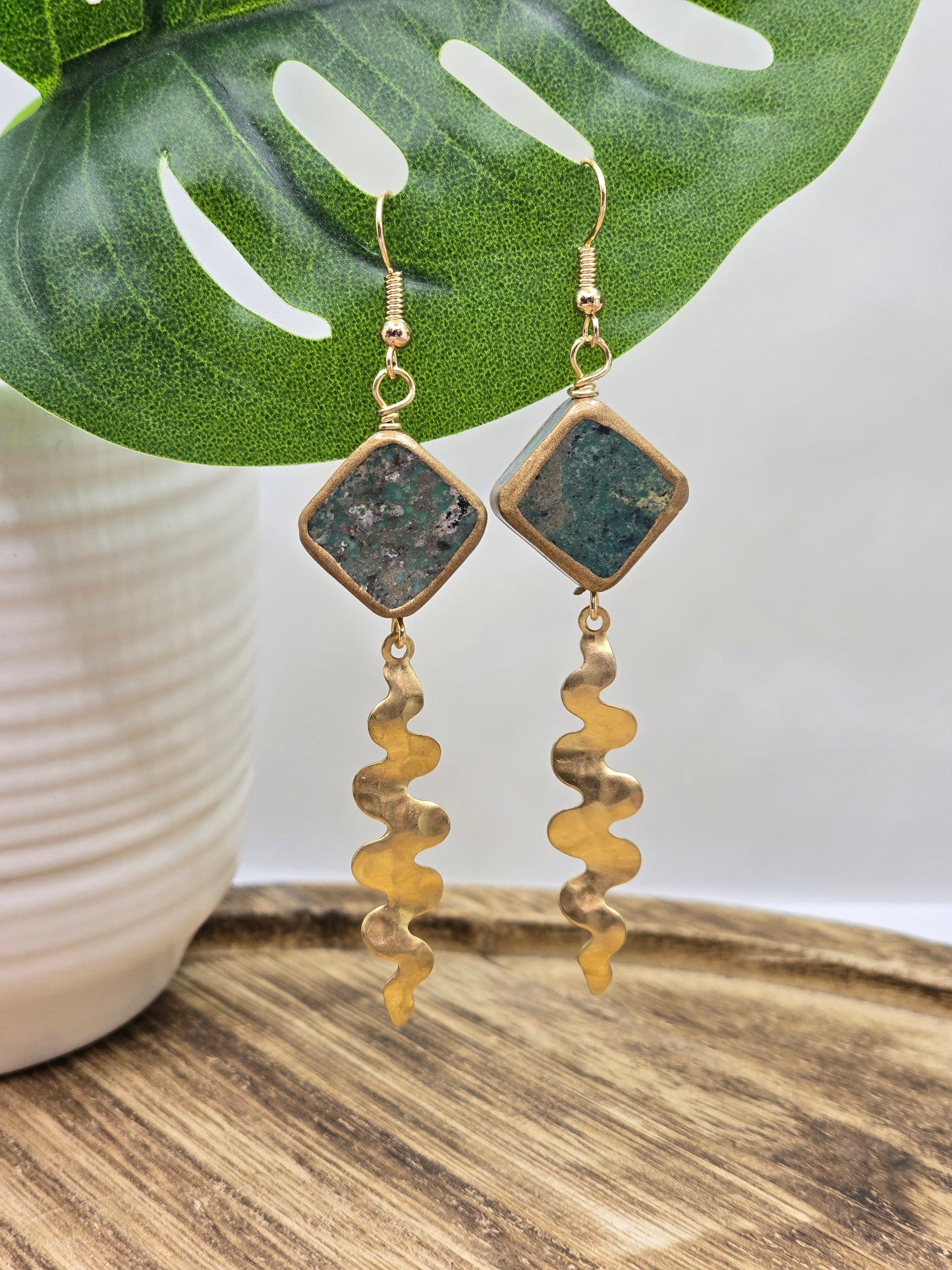 High quality Turquoise & Brass Earrings