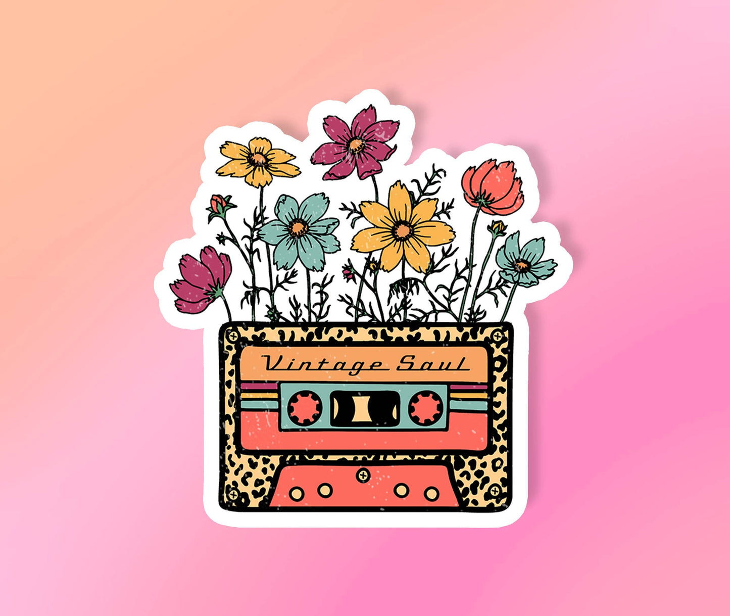 Vintage Flower Casset Tape Stickers Vinyl Metaphysical
