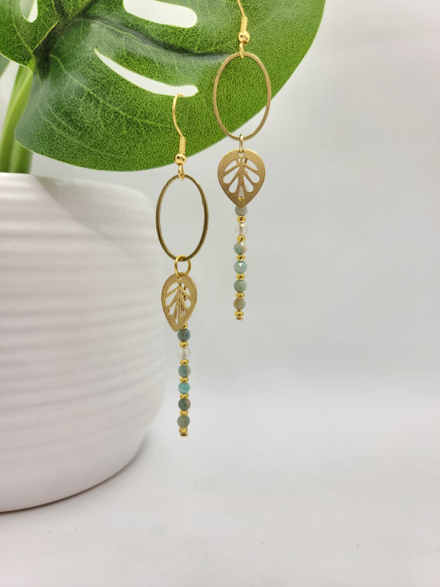 Amazonite Leaf Earrings