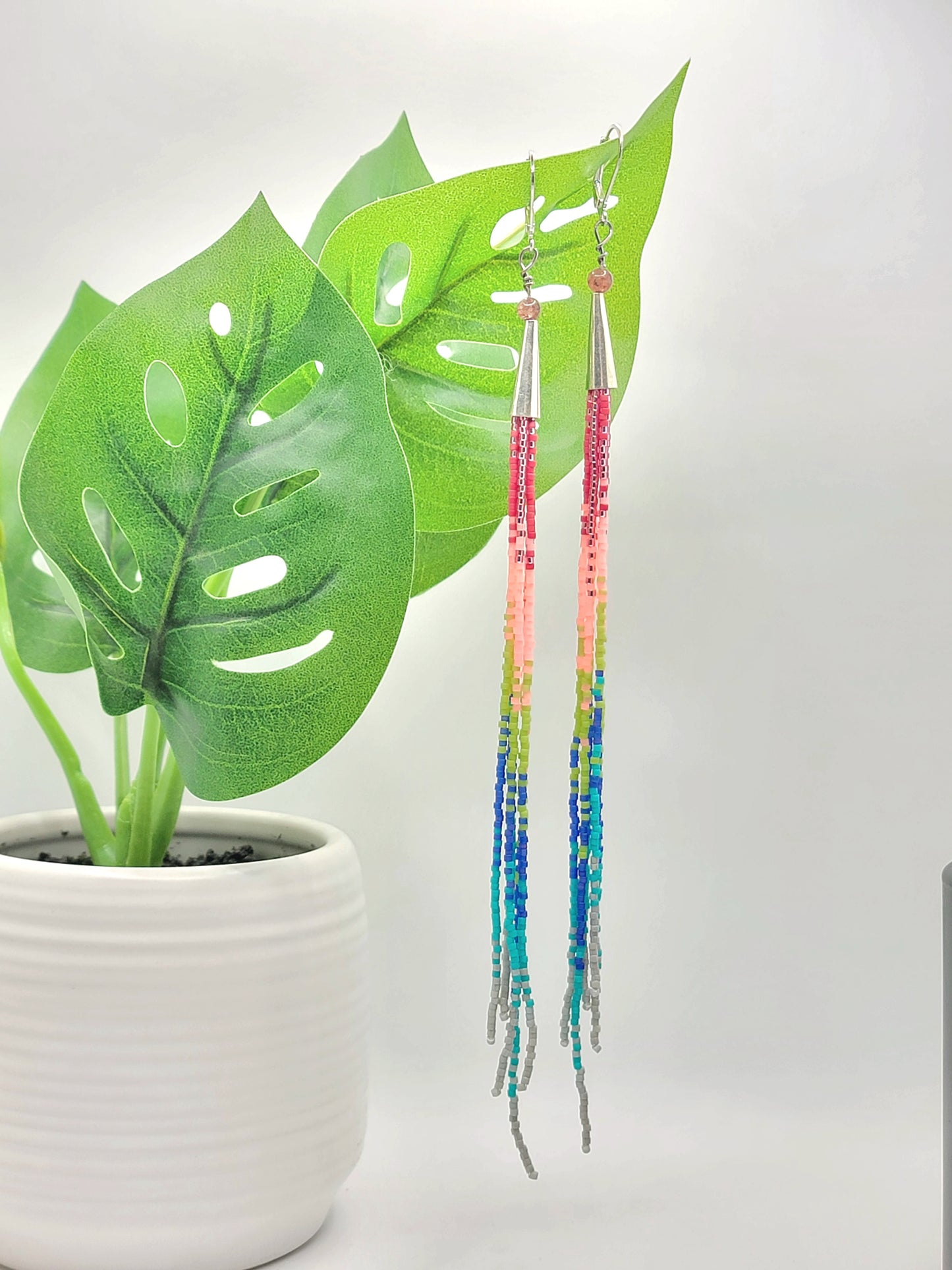 Seed Bead Fringe Earrings