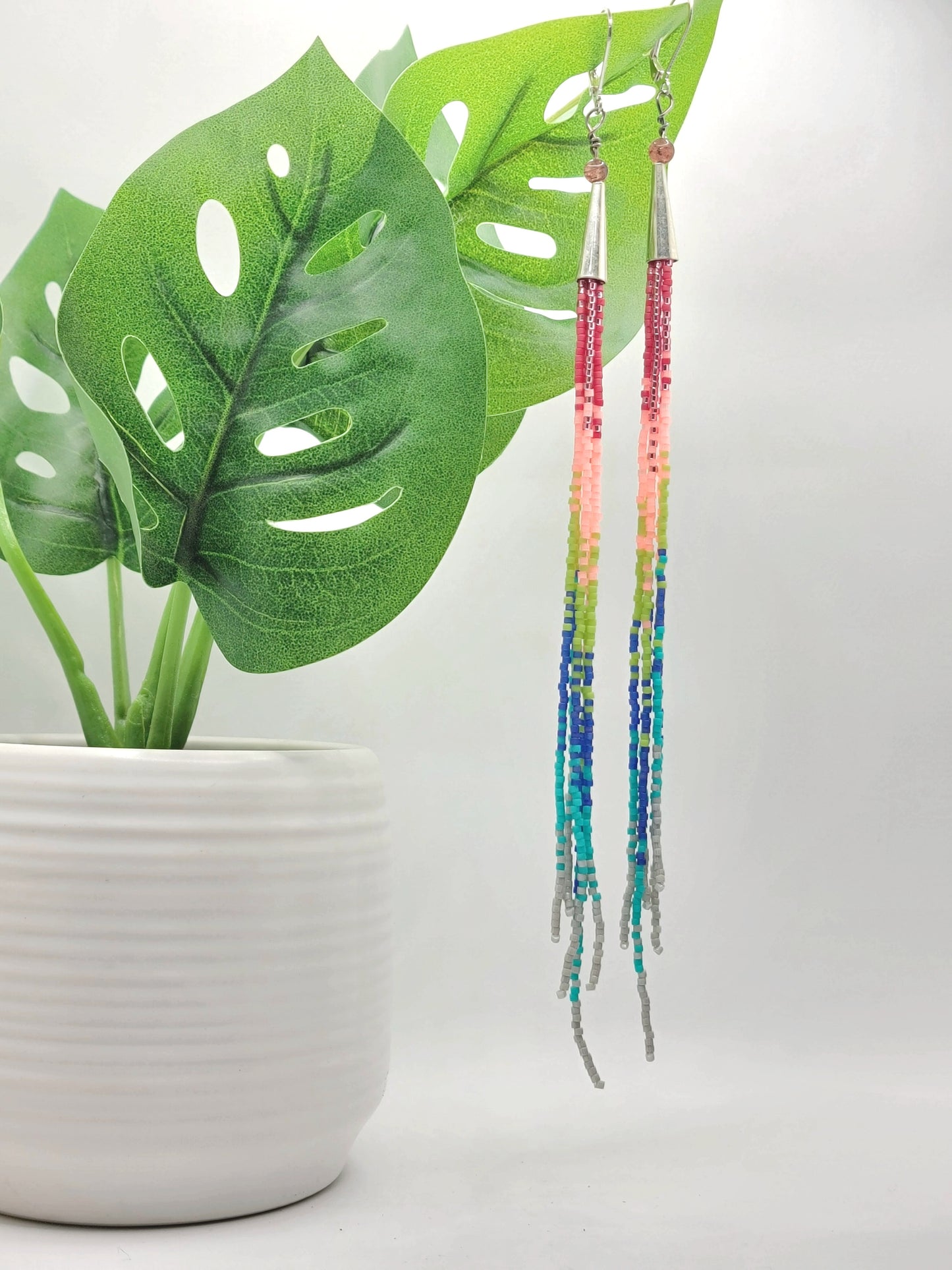 Seed Bead Fringe Earrings