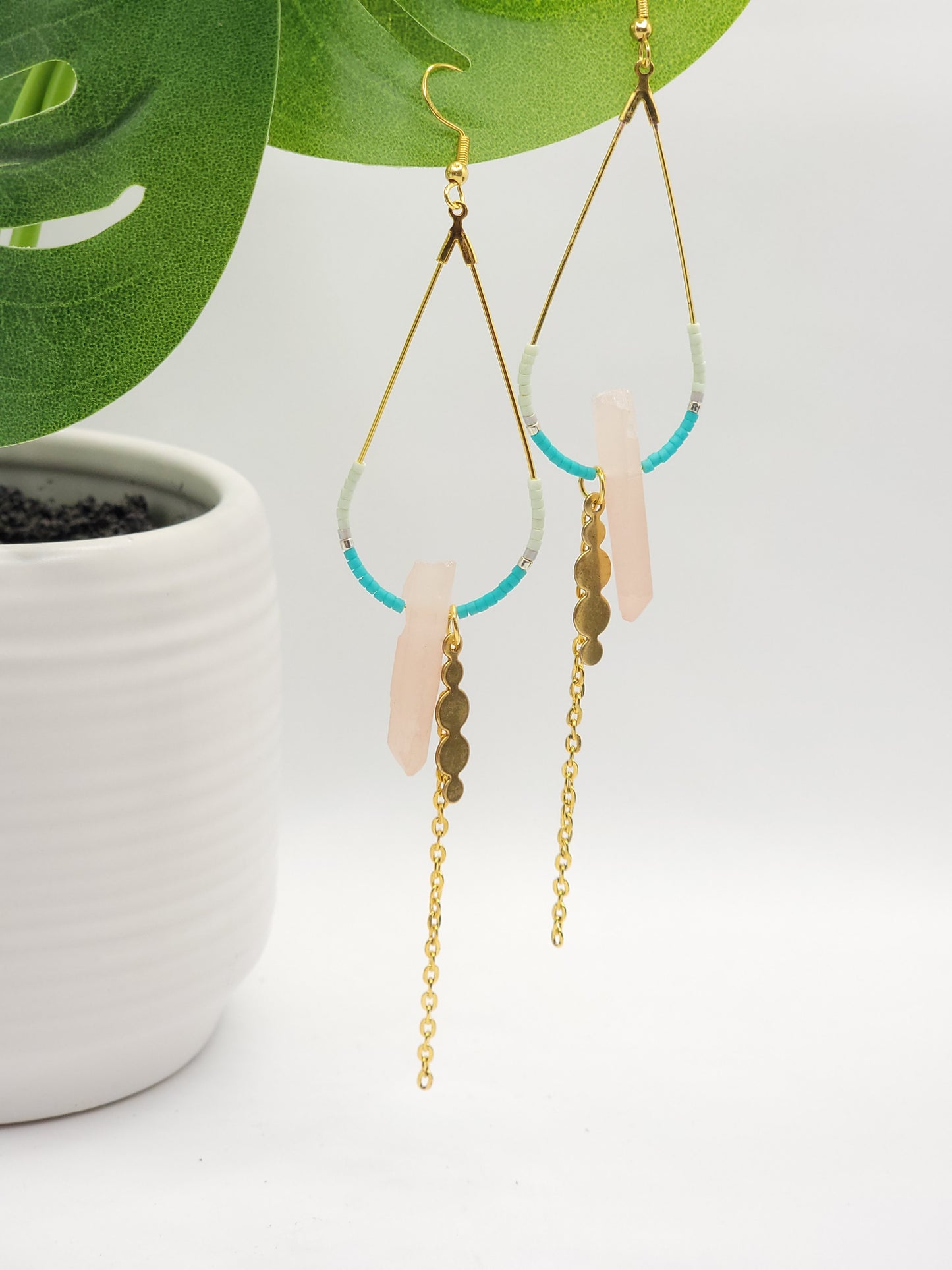 Stunning Quartz & Seed Bead Dangles