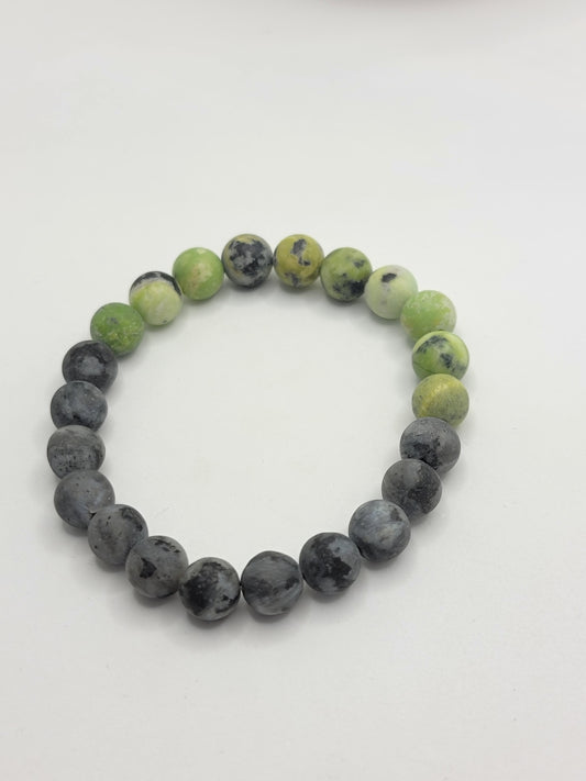 Larvakite & Chrysoprase Bracelet