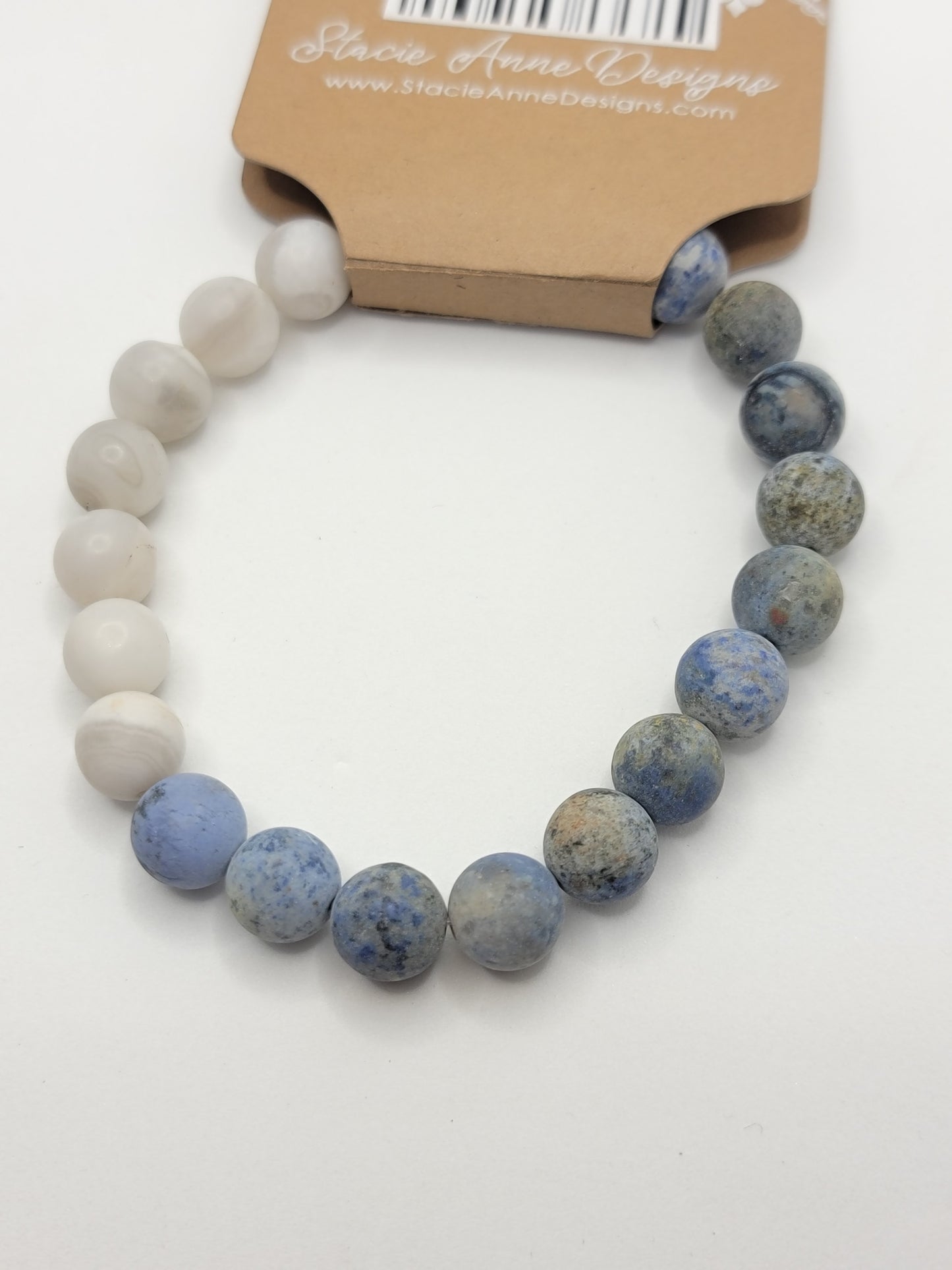 White Lace Agate & Dumortierite Bracelet