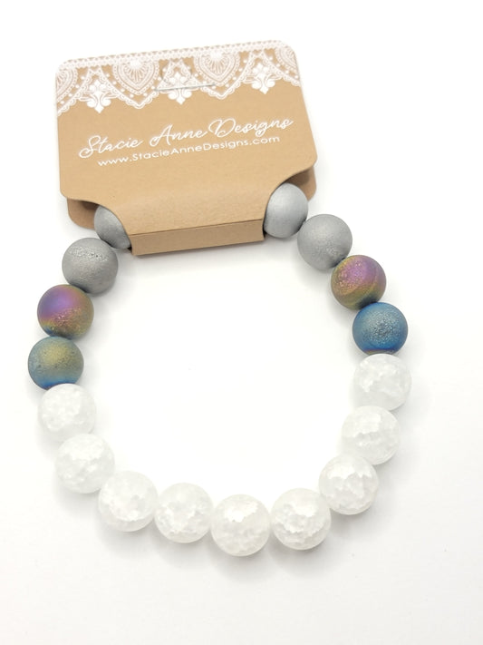 Crackle Quartz & Druzy Bracelet