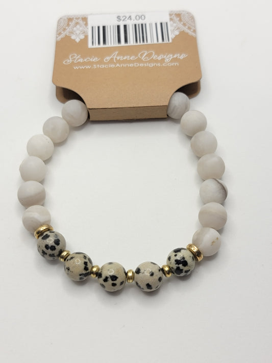 White Lace Agate & Dalmation Jasper