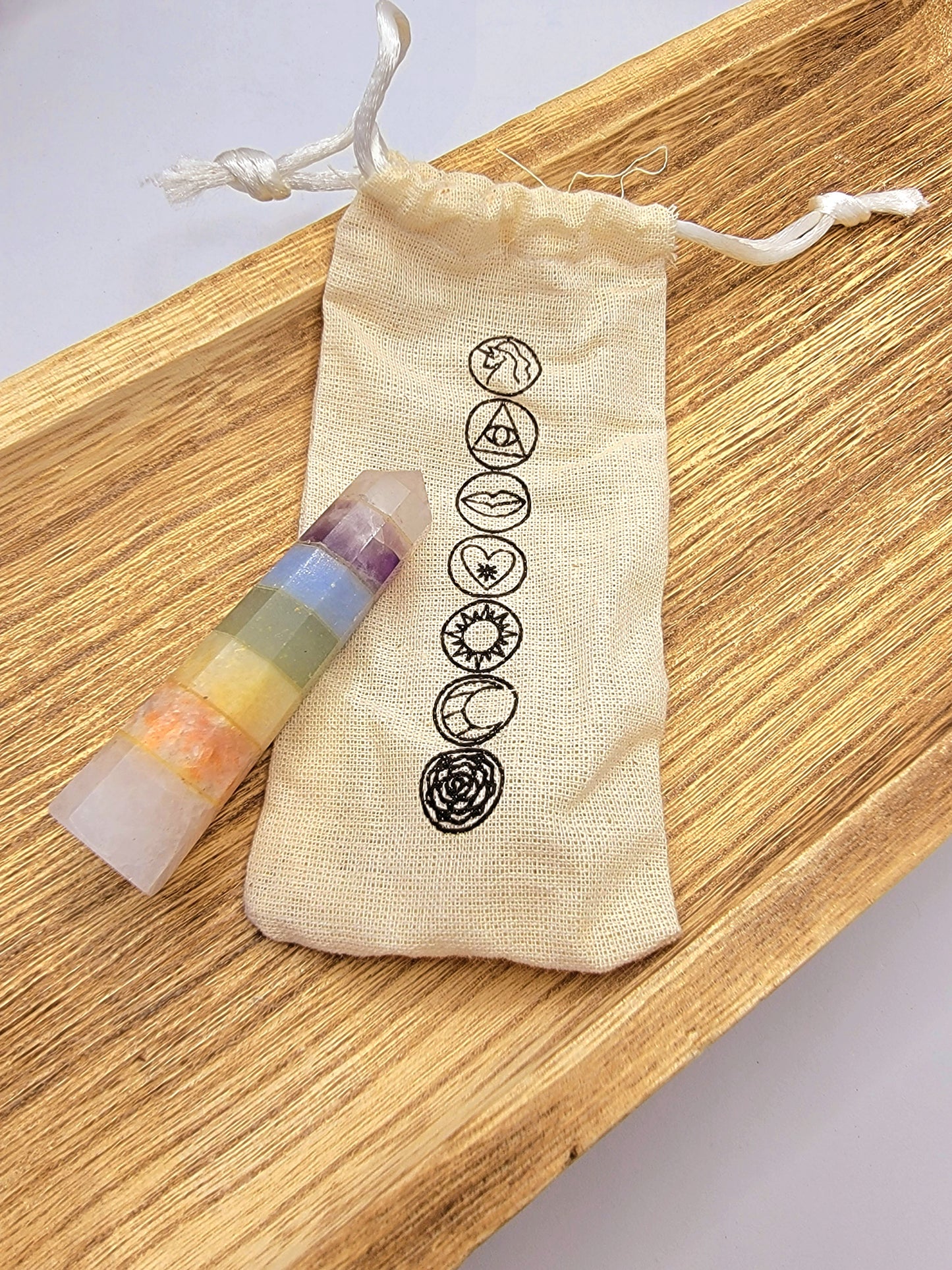 Rainbow Chakra Wand - Pastel Crystal Wand - Energy Work