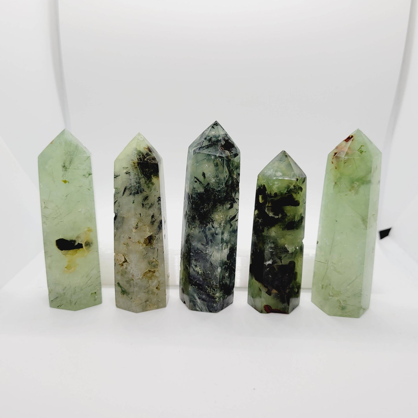 Prehnite with Epidote Crystal Tower Point Reiki Spa