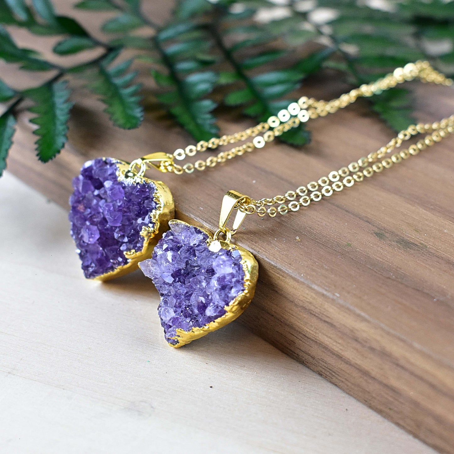 Amethyst Druzy Heart Necklace