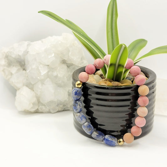 Rhodonite, Sodalite, Hematite Bracelet
