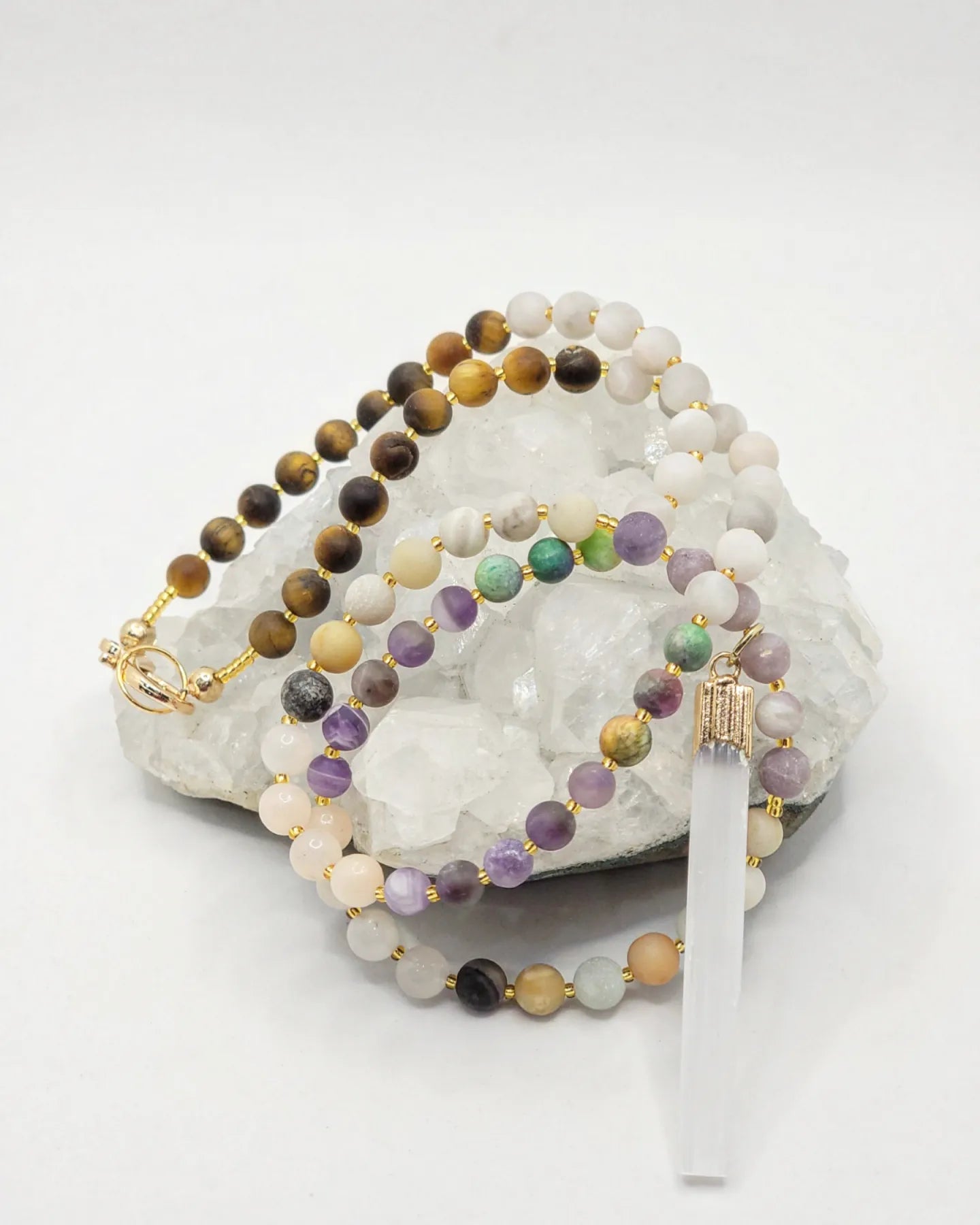 Selenite Bar Gemstone Necklace