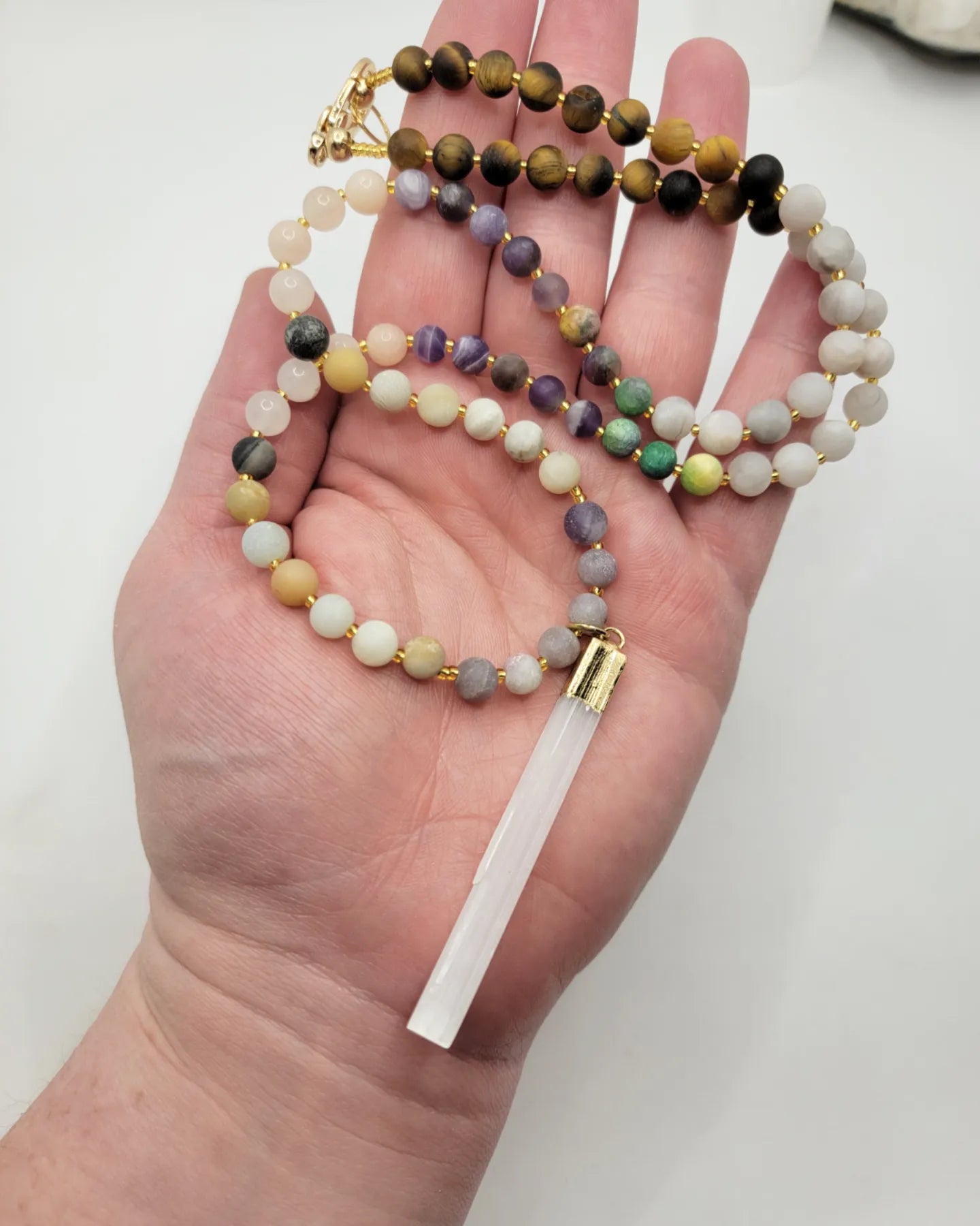 Selenite Bar Gemstone Necklace
