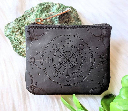 Moon Phase Wallet Coin Purse Bag Clutch Witchy Vegan Leather